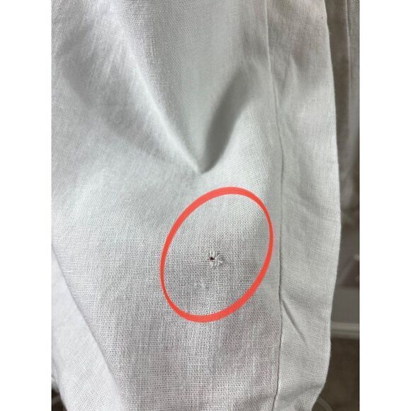 Cynthia Rowley White Linen Blend Tassel Hem Cropped Pull-On Pants Sz 2X Coastal - Picture 3 of 7